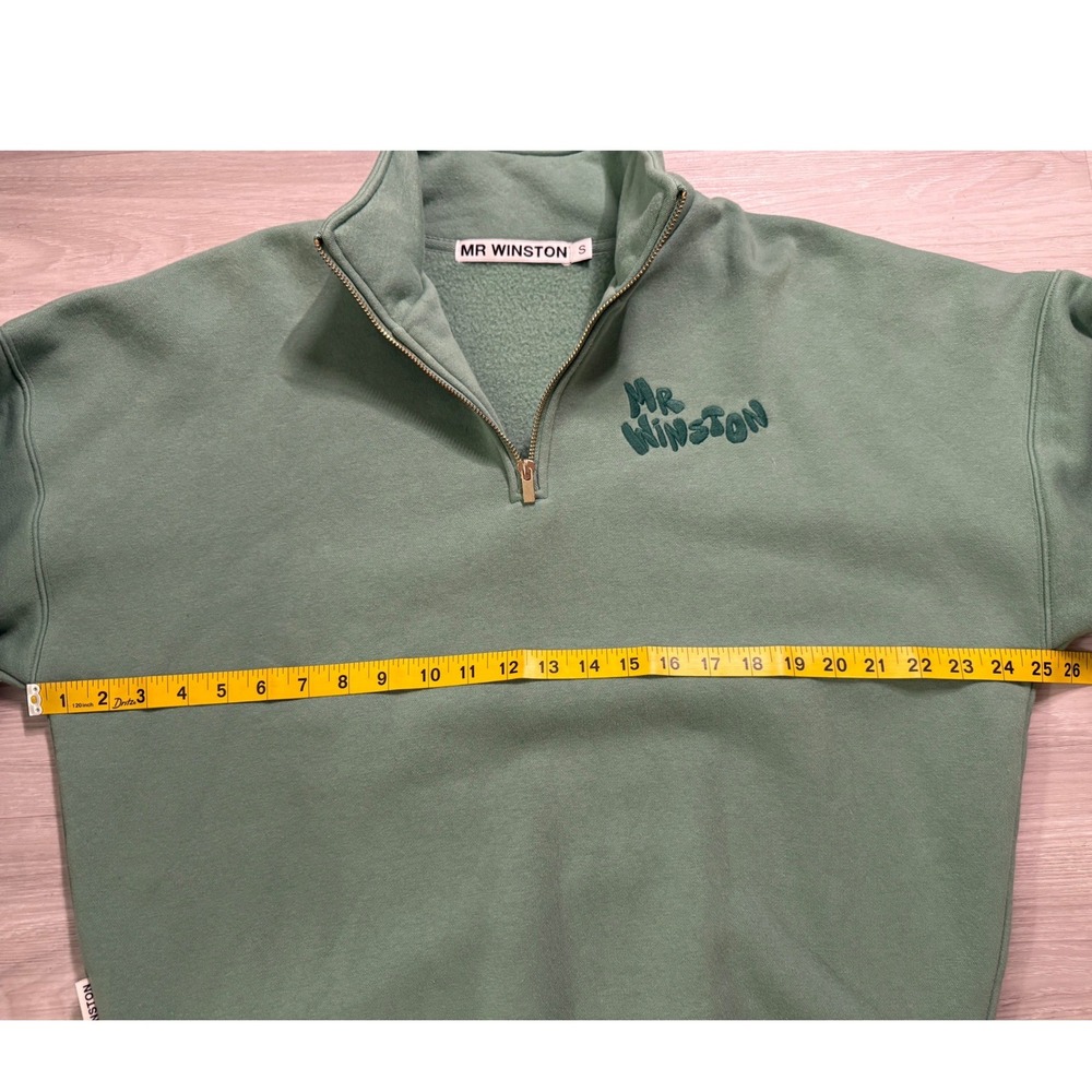Mr Winston Sage Green Quarter Zip Sweatshirt Oversized Pullover Small - Picture 6 of 11
